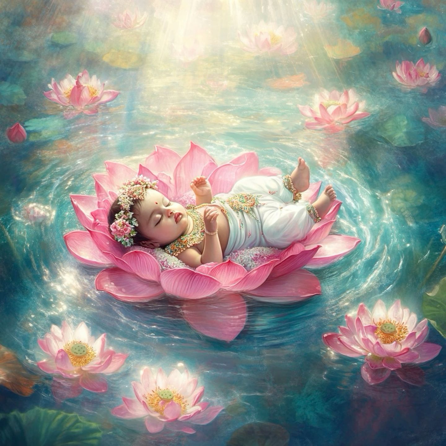 कमल पर राधा रानी का प्राकट्य