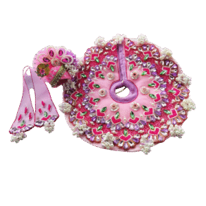 Pink Embroidered Laddu Gopal Poshak Set with Beads & Latkan