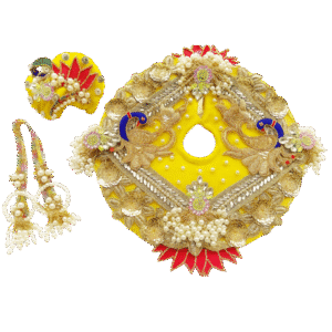 Yellow Velvet with Peacock Embroidery & Pearl Zari Work- Laddu Gopal Dress