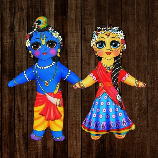Radha Krishna Soft Doll Set Devotional Toy for Temple- 7Inch